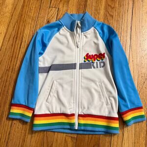 Little Bird Track Jacket Toddler 3-4 Rainbow Stripe Zip Coat Super Kid Blue